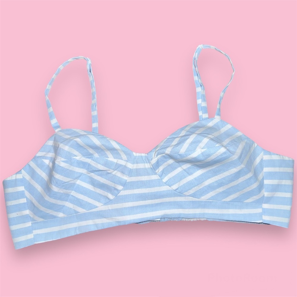 3. Mare Mare X Anthropologie Cotton Striped Crop Bralette Top Size Small